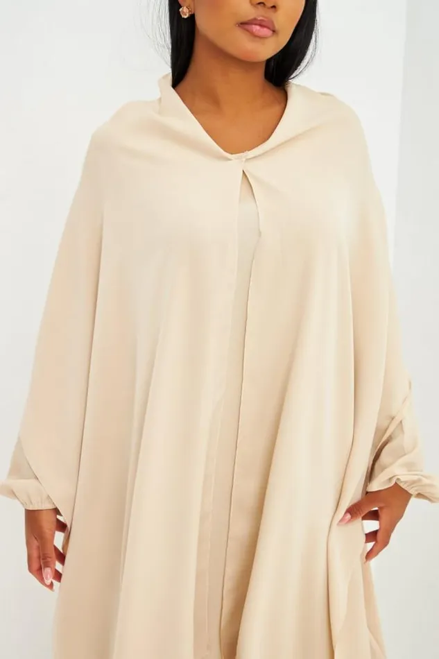 Women Abaya Beige Ample Avec Voile Intgr Brentiny Paris Collection Ramadan