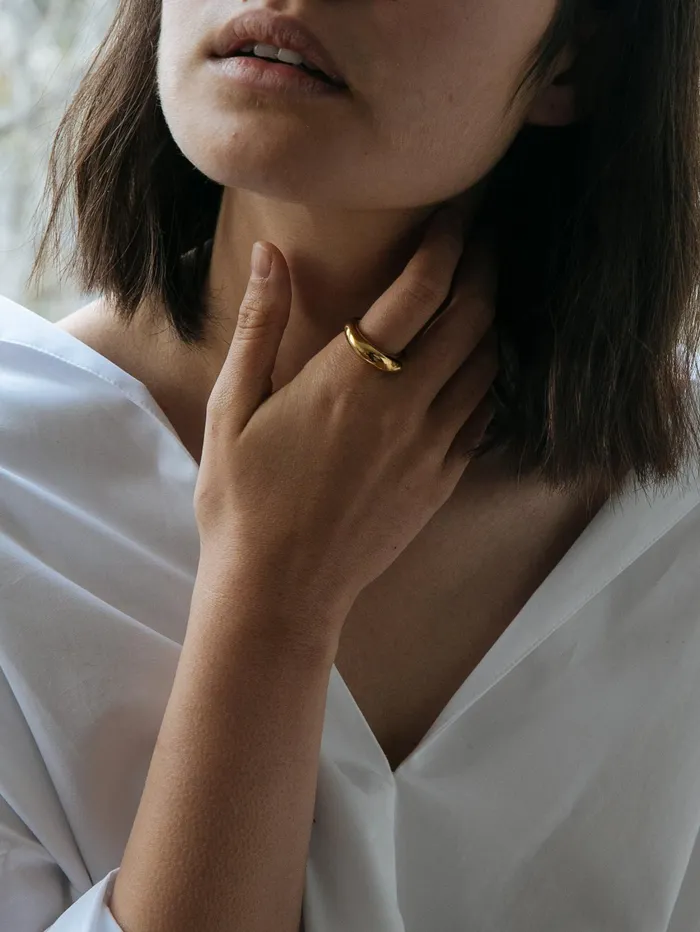 Women All Blues 8211 Fat Snake Polished Ring In Gold The UNDONE Rings