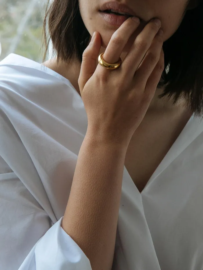 Women All Blues 8211 Fat Snake Polished Ring In Gold The UNDONE Rings