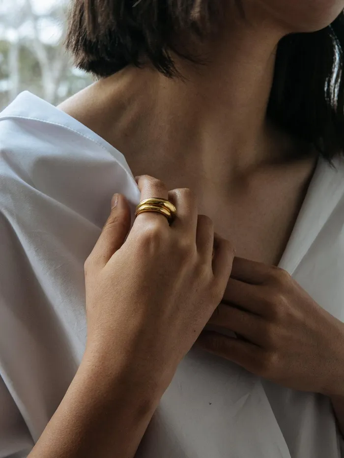 Women All Blues 8211 Fat Snake Polished Ring In Gold The UNDONE Rings