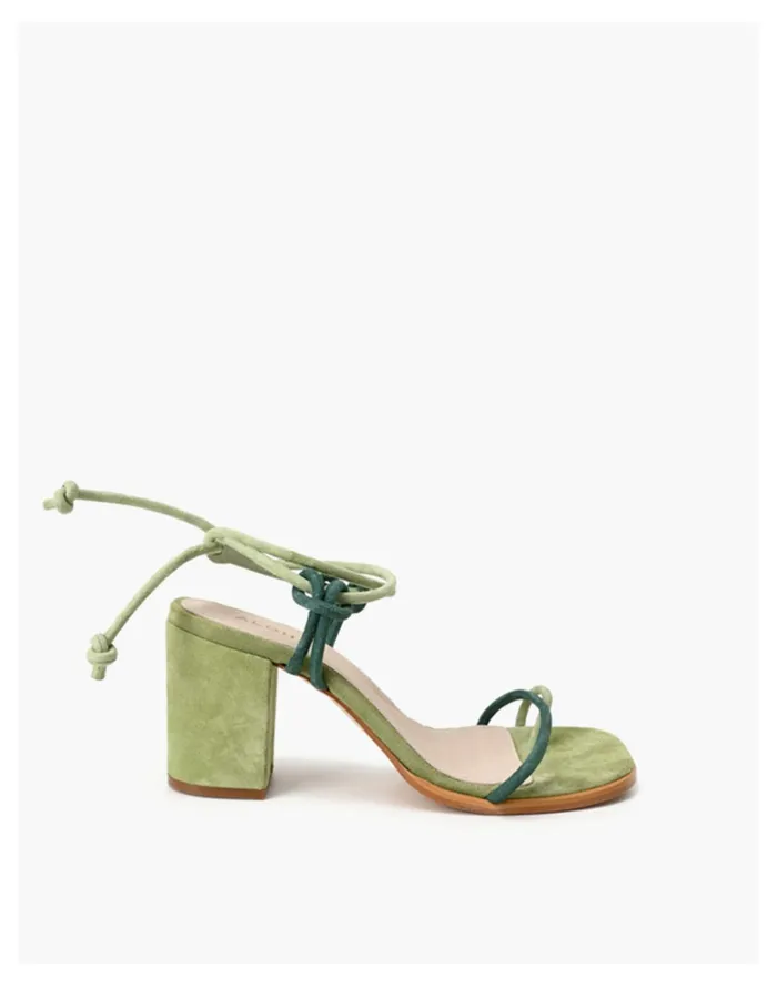 Women ALOHAS Suede Grace Sandals Green Madewell Heels