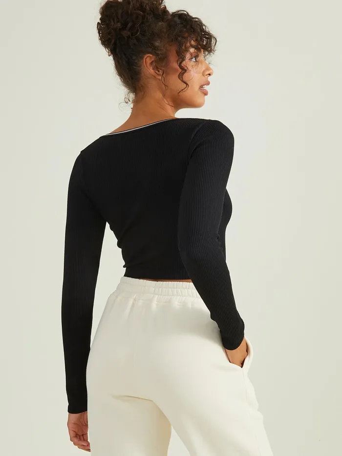 Women Altar039d State Activewear Love Triangle Cropped Top Blackivory