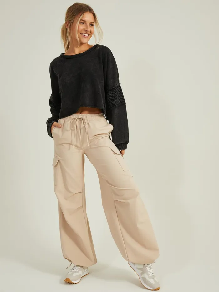 Women Altar039d State Activewear Missing Piece Cropped Pullover Black