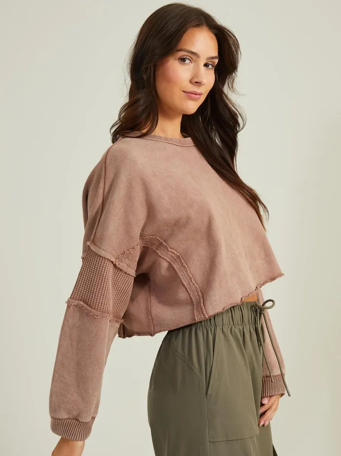 Women Altar039d State Activewear Missing Piece Cropped Pullover Nutmeg