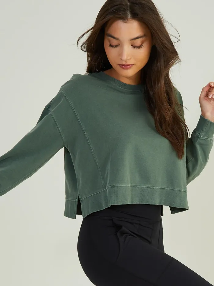 Women Altar039d State Activewear Settle Down Cropped Top Greengrey