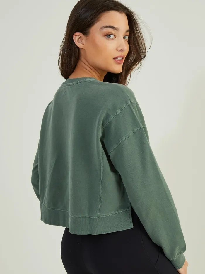 Women Altar039d State Activewear Settle Down Cropped Top Greengrey