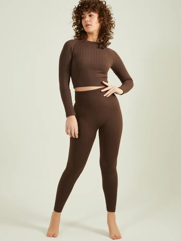 Women Altar039d State Activewear Twist And Shout Cropped Top Chocolate