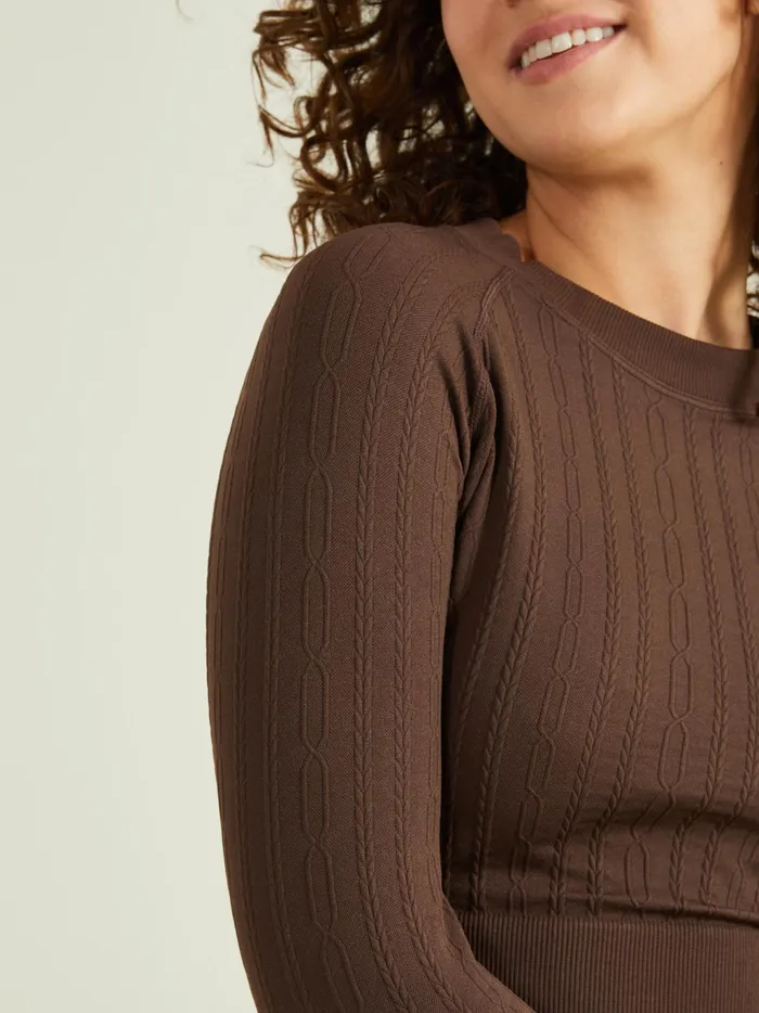 Women Altar039d State Activewear Twist And Shout Cropped Top Chocolate