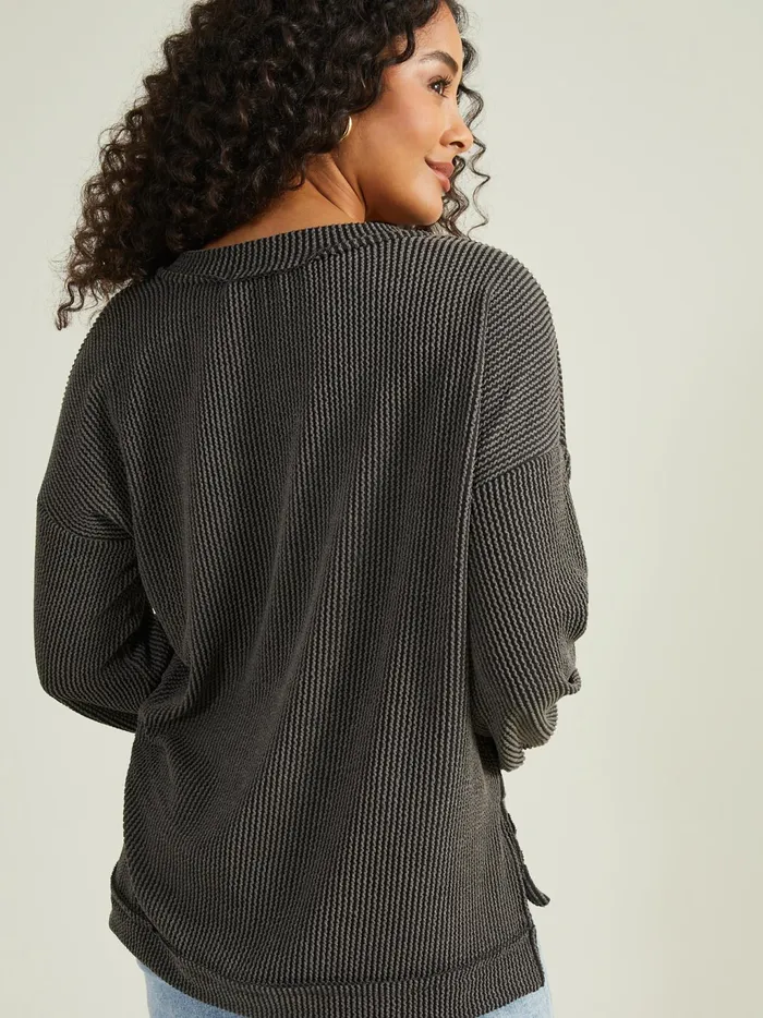 Women Altar039d State Blouses Journee Ribbed VNeck Tunic Charcoal