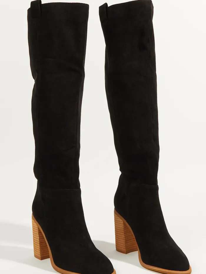 Women Altar039d State Boots Booties Angel Knee High Heeled Boots Black