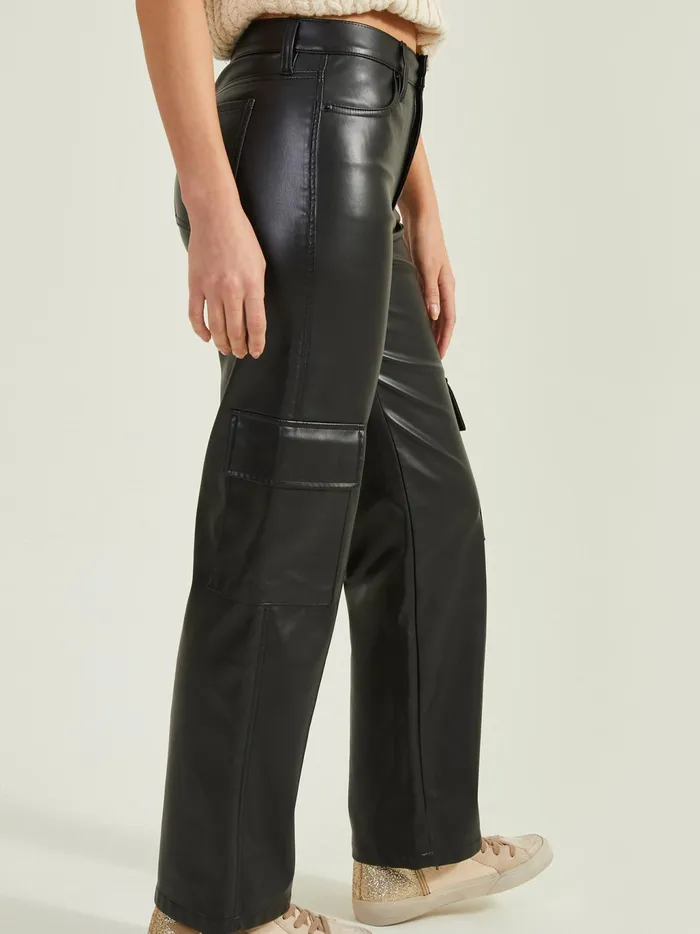 Women Altar039d State Cargo Pants Georgiana Vegan Leather Cargo Pants Black