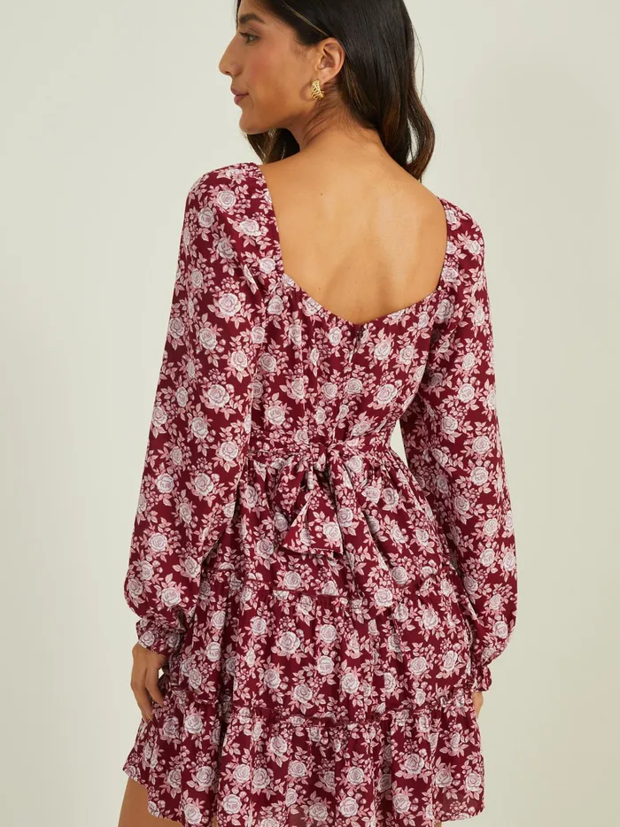 Women Altar039d State Casual Athena Floral Dress Burgundy