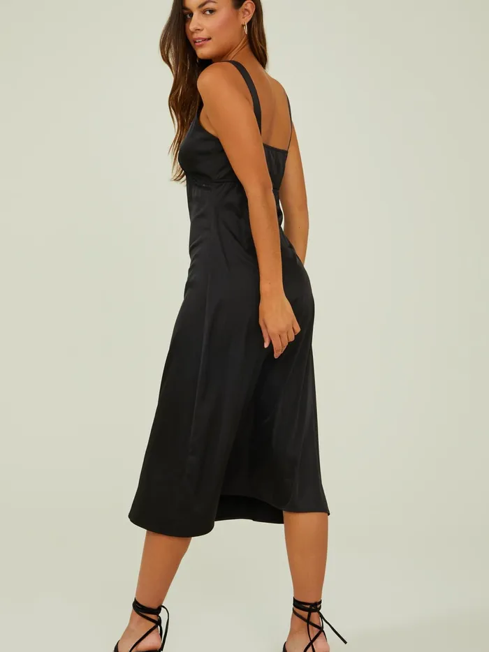 Women Altar039d State Casual Cara Satin Midi Slip Dress Black