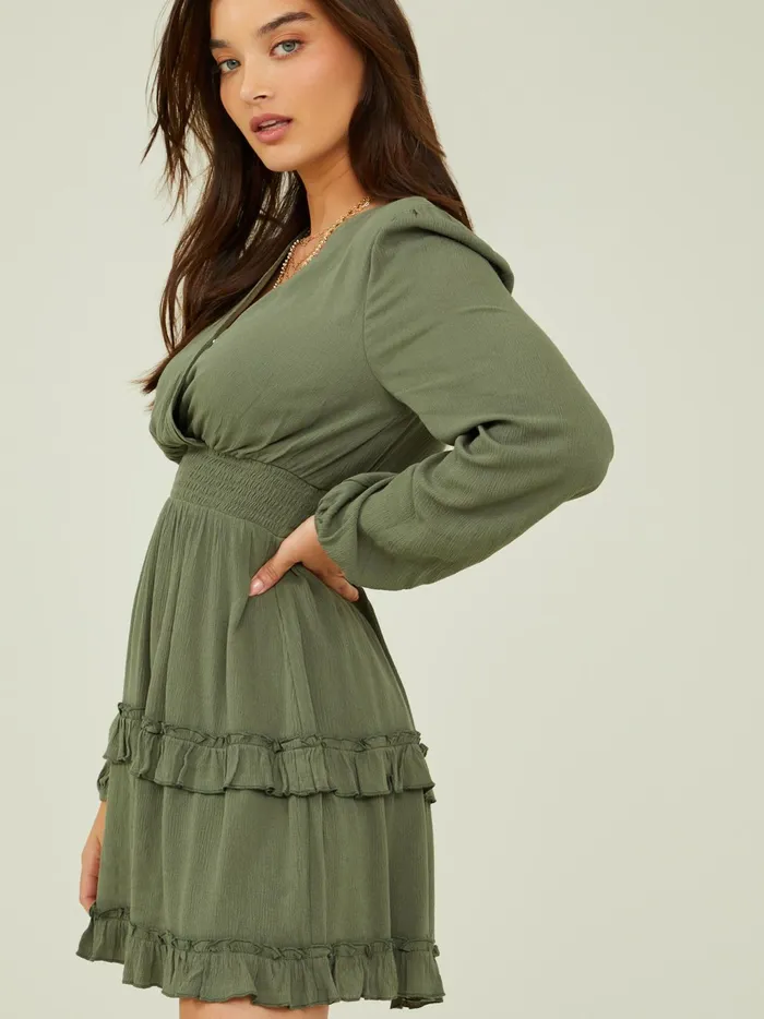 Women Altar039d State Casual Lexley Ruffle Dress Dkolive