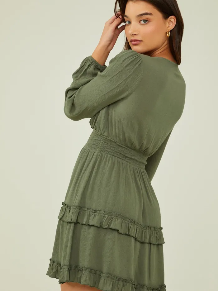 Women Altar039d State Casual Lexley Ruffle Dress Dkolive