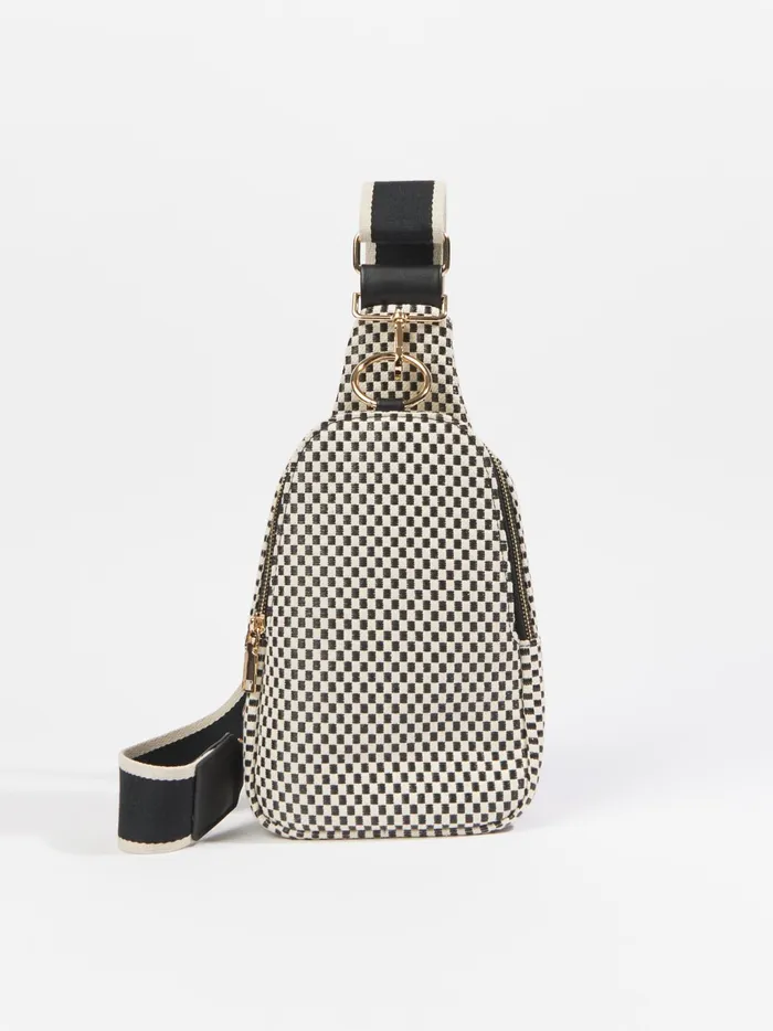 Women Altar039d State Handbags Checkered Sling Bag Blackwhite