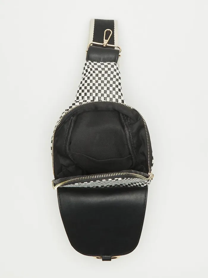 Women Altar039d State Handbags Checkered Sling Bag Blackwhite