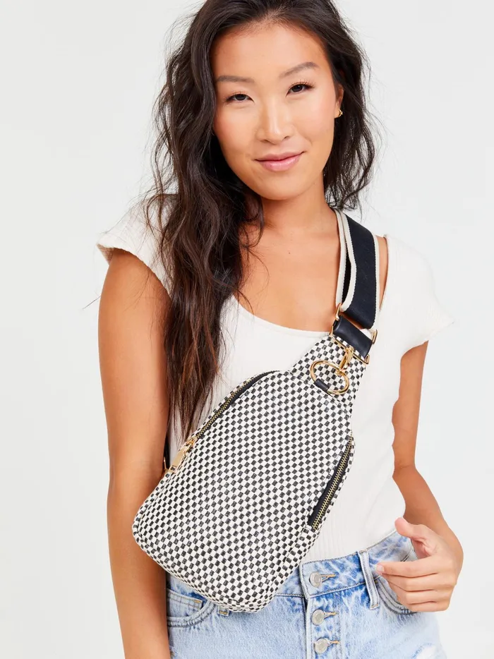 Women Altar039d State Handbags Checkered Sling Bag Blackwhite