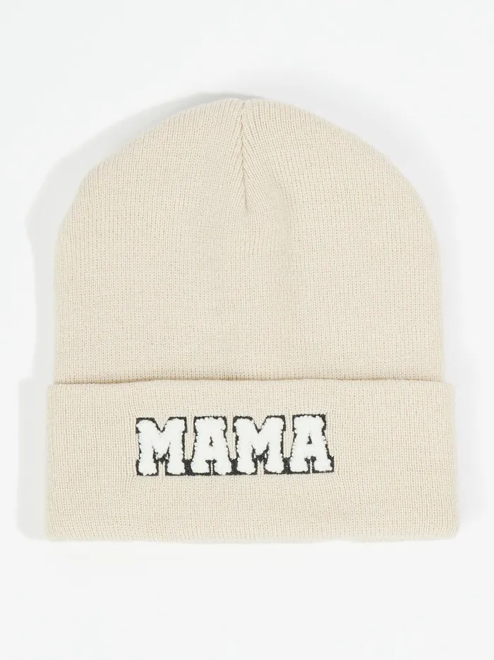 Women Altar039d State Hats Mama Patch Tonal Beanie Beige
