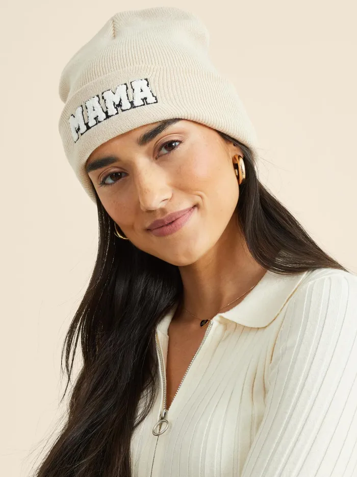 Women Altar039d State Hats Mama Patch Tonal Beanie Beige