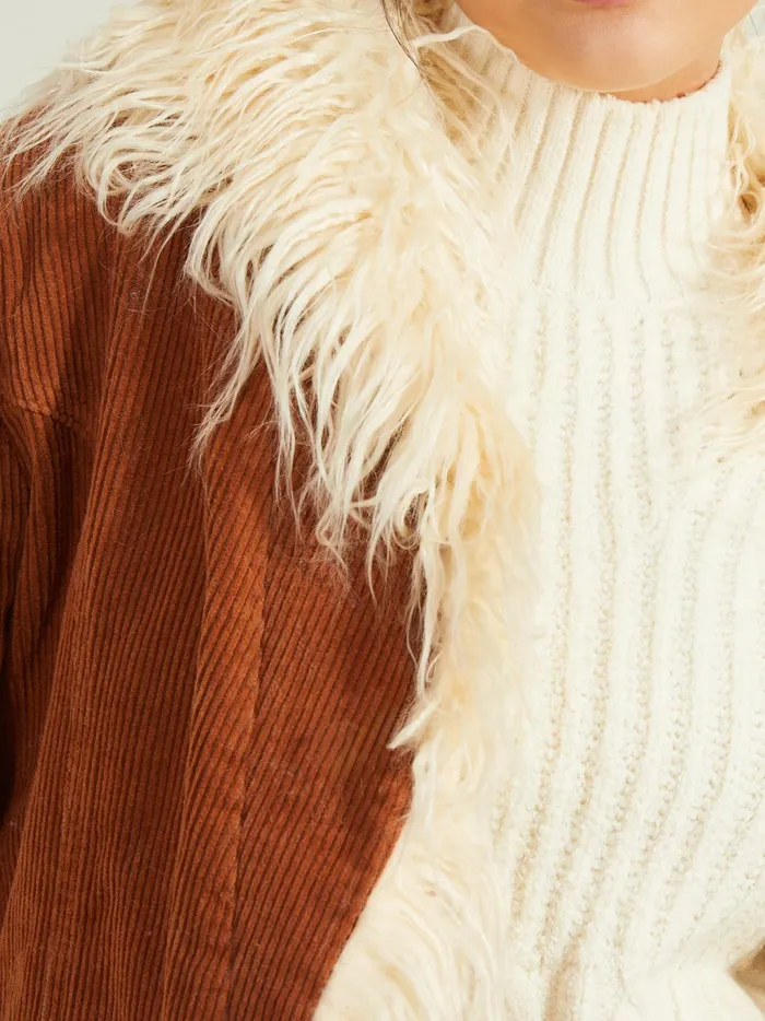 Women Altar039d State Jackets Holland Corduroy Fur Jacket Camel