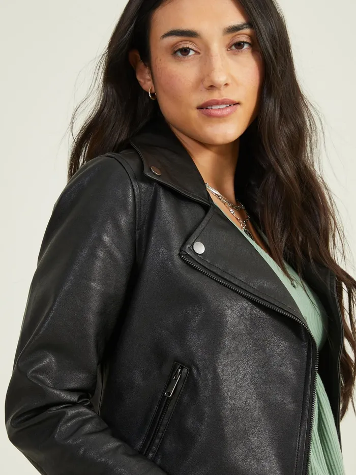 Women Altar039d State Jackets Jackie Vegan Leather Jacket Black