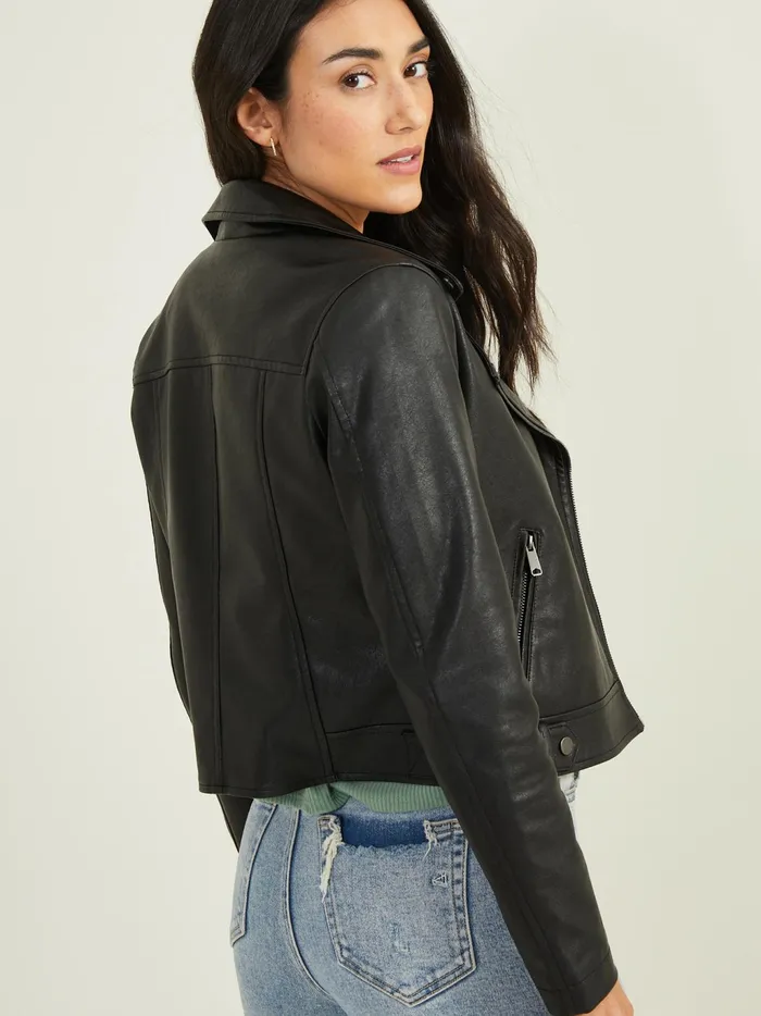 Women Altar039d State Jackets Jackie Vegan Leather Jacket Black