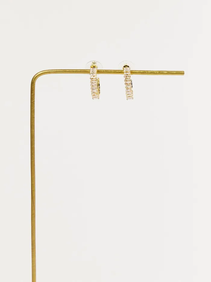 Women Altar039d State Jewelry 18k Gold Baguette Oval Hoop Earrings Gold