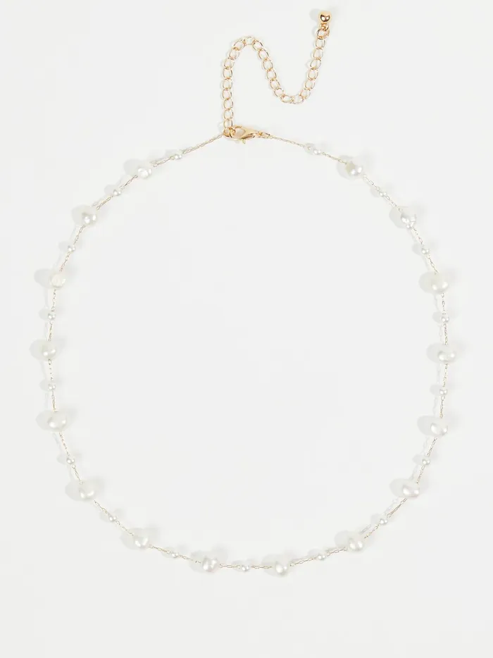 Women Altar039d State Jewelry Dainty Pearl Stone Choker Necklace Gold
