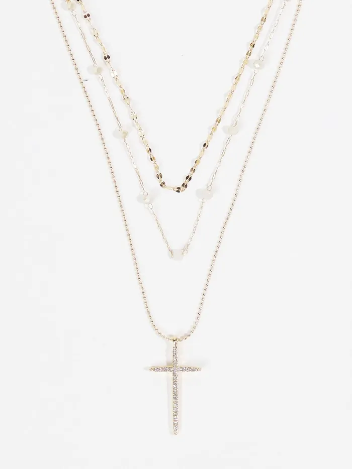 Women Altar039d State Jewelry Gemma Layered Cross Necklace Natural