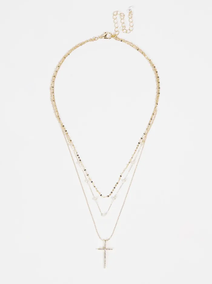 Women Altar039d State Jewelry Gemma Layered Cross Necklace Natural