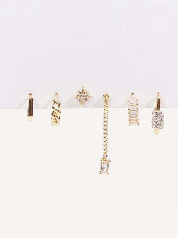 Women Altar039d State Jewelry Mismatched Mini Hoop Earring Set Gold