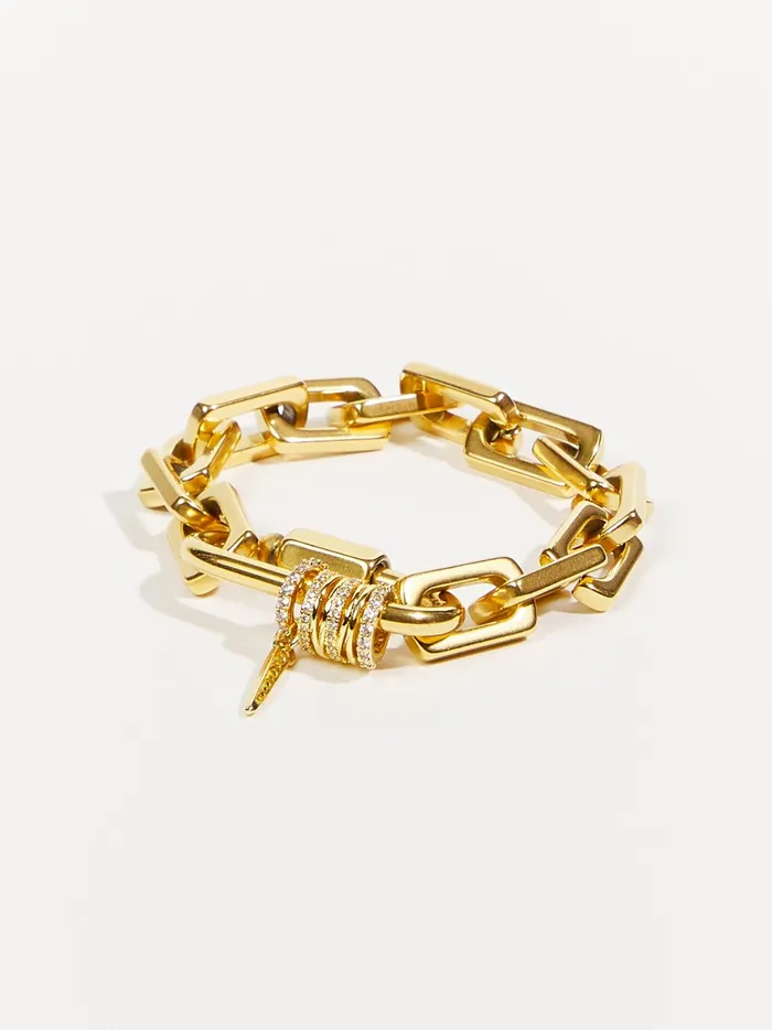 Women Altar039d State Jewelry Stainless Steel Carabiner Charm Bracelet Gold