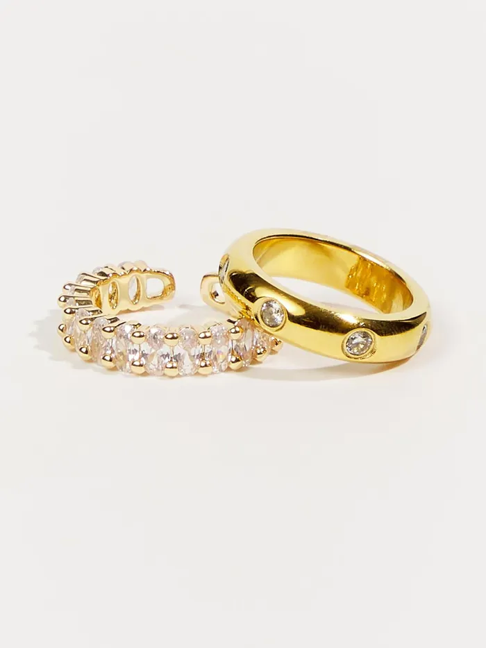 Women Altar039d State Jewelry Stainless Steel Crystal Ring Set Gold