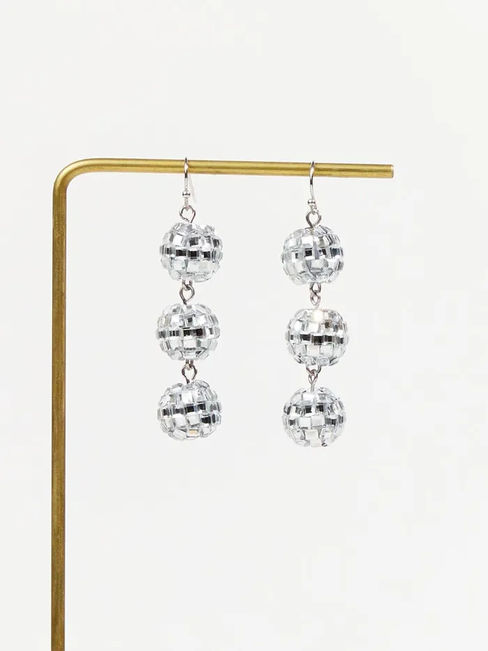 Women Altar039d State Jewelry Tiered Disco Ball Earrings Silver