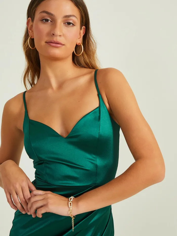 Women Altar039d State Maxi Midi Jolie Satin Maxi Dress Hunter
