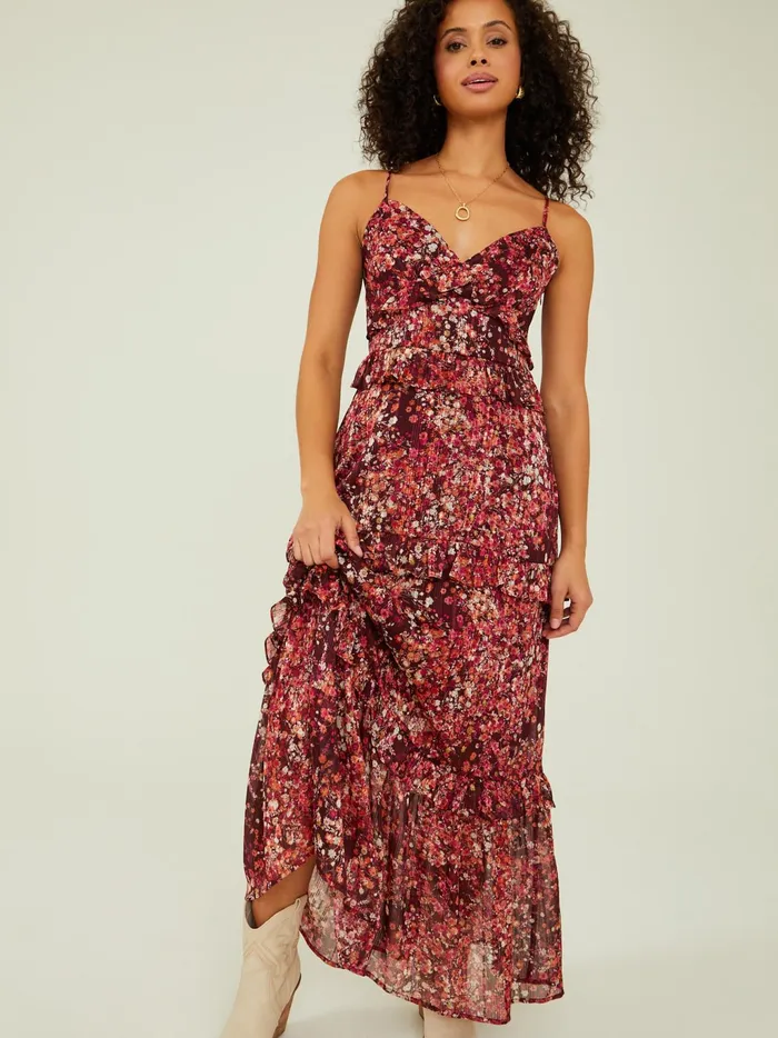 Women Altar039d State Maxi Midi Rooney Floral Maxi Dress Burgundymulti