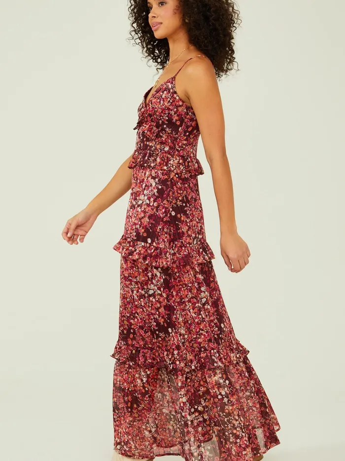 Women Altar039d State Maxi Midi Rooney Floral Maxi Dress Burgundymulti