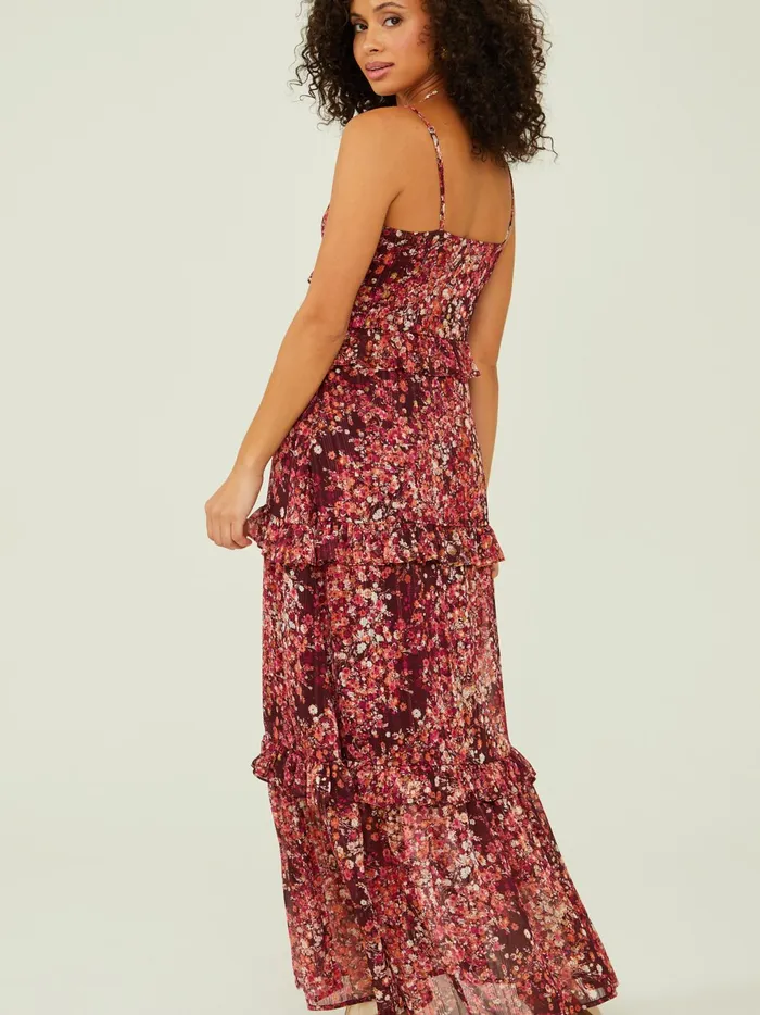 Women Altar039d State Maxi Midi Rooney Floral Maxi Dress Burgundymulti