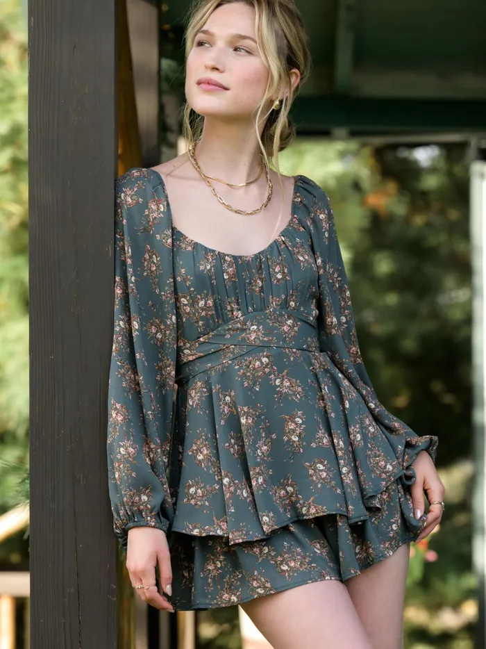 Women Altar039d State Rompers Jumpsuits Weslia Floral Romper Darkgreen