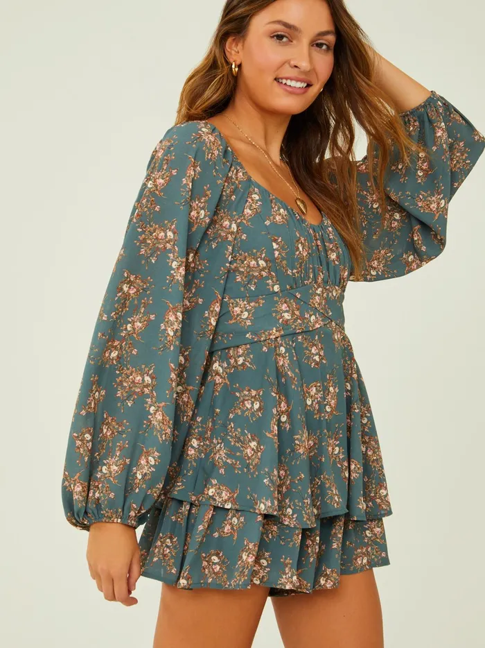 Women Altar039d State Rompers Jumpsuits Weslia Floral Romper Darkgreen