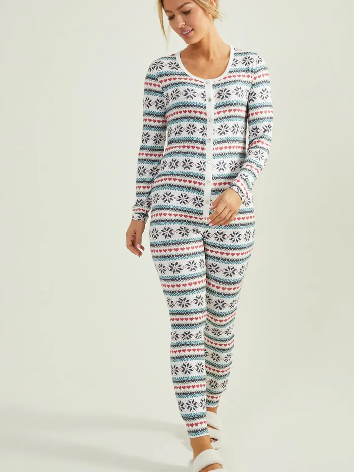 Women Altar039d State Sleep Lounge Rowan Snowflake Onesie Vanilla