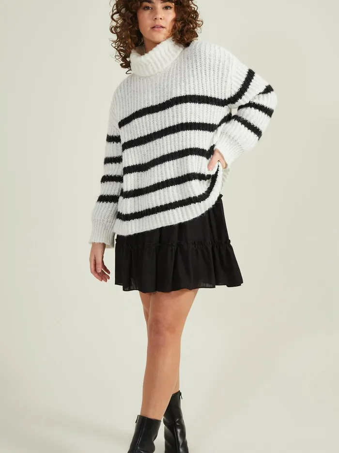 Women Altar039d State Sweaters Briar Boxy Turtleneck Sweater Whiteblack
