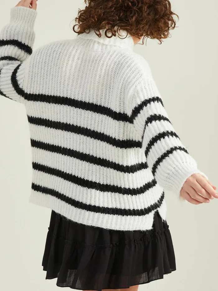Women Altar039d State Sweaters Briar Boxy Turtleneck Sweater Whiteblack