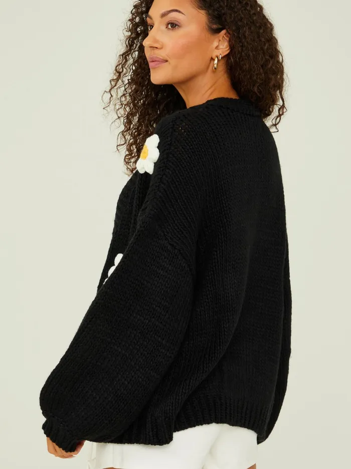 Women Altar039d State Sweaters Daisie 3d Floral Cardigan Black