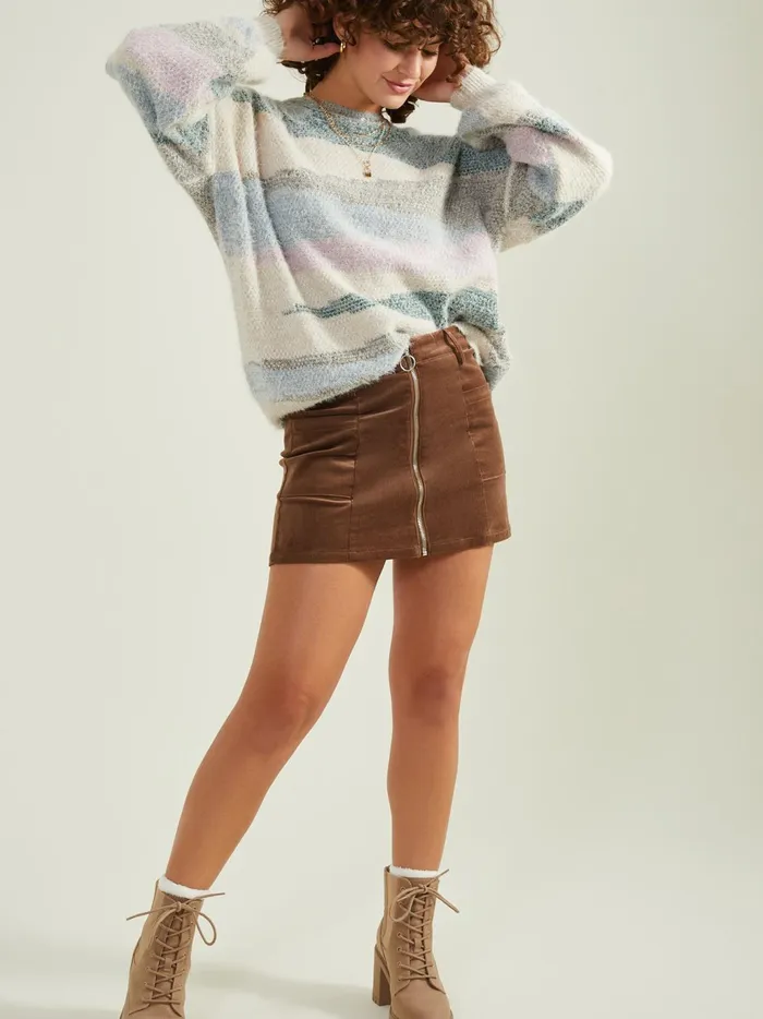 Women Altar039d State Sweaters Elaine Striped Eyelash Sweater Greencombo