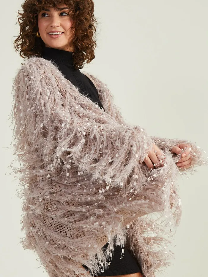 Women Altar039d State Sweaters Emaline Shaggy Cardigan Mauve