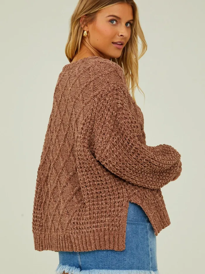 Women Altar039d State Sweaters Jovie Chenille V Neck Sweater Brown
