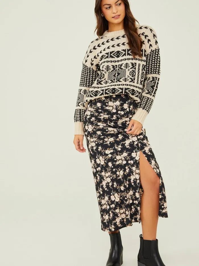 Women Altar039d State Sweaters Kya Fair Isle Sweater Creamblack