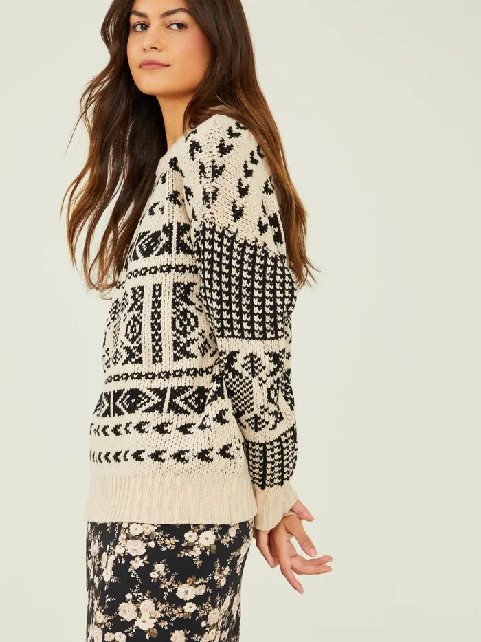 Women Altar039d State Sweaters Kya Fair Isle Sweater Creamblack